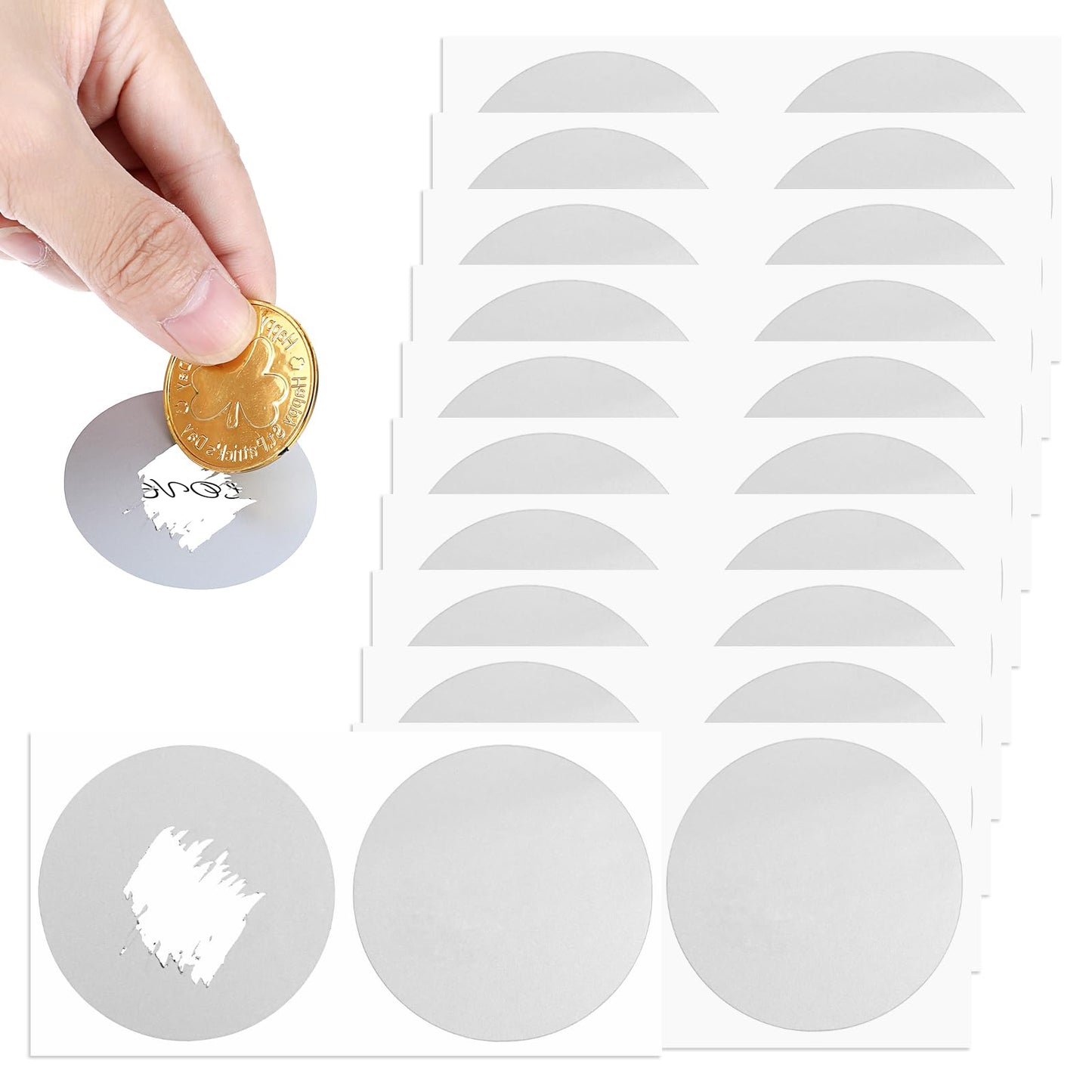 Scratch Stickers, Silver, Pack of 50 Round 50 mm Scratch Stickers, Scratch-Free Tombola Loose Stickers, DIY Tombolalose Stickers, Make Scratch Cards for Wedding, Christmas, Deactive Party, Birthday