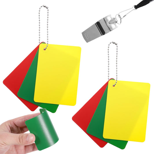 Xelsluthe 2 Sets Soccer Referee Cards Referee Penalty Cards Football Referees Card Sets Green Red and Yellow Warning Ejection Delay Referees Card Accessories for Sports Volleyball Game Officials