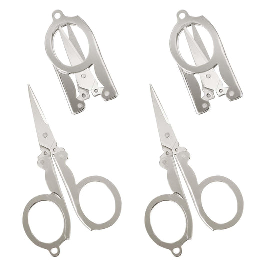 Pack of 4 Foldable Scissors, Mini Scissors Portable Travel Scissors Stainless Steel Small Scissors Mini Travel Scissors Small Folding Scissors Portable Keychain Folding Scissors for Travel Home Office