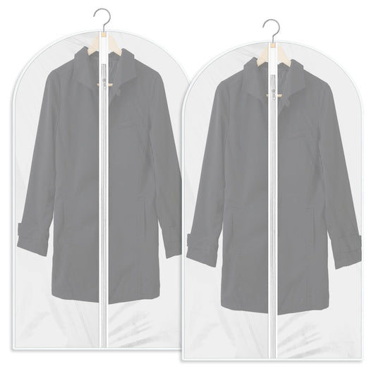 Garment Bags 2 PCS Dustproof Clothes Covers Waterproof Moth Proof Coat Bag with Zip Translucent Suit Cover Bags Anti-Mite Breathable Protector for Wardrobe Storage Travel, 60x100cm