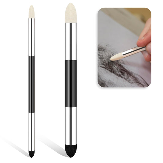 Artist Blending Sponge Pen Dual Tip Washable Sketch Rubbing Sponge Brush Reusable Drawing Art Soft Pastel Blending Tools for Artist Professional Sketch Drawing Blending Lightening and Highlight