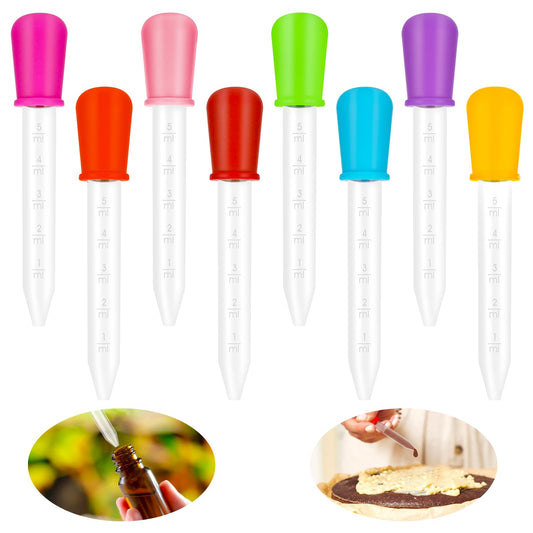 8 PCS 5ml Silicone Pipettes Dropper, Bulb Tip Eye Dropper Plastic Droppers Clear Liquid Droppers Pipettes Liquid Transfer Dispenser Pipettes for Candy Gummy Molds,Crafts,Industrial Science,Pet,Plant