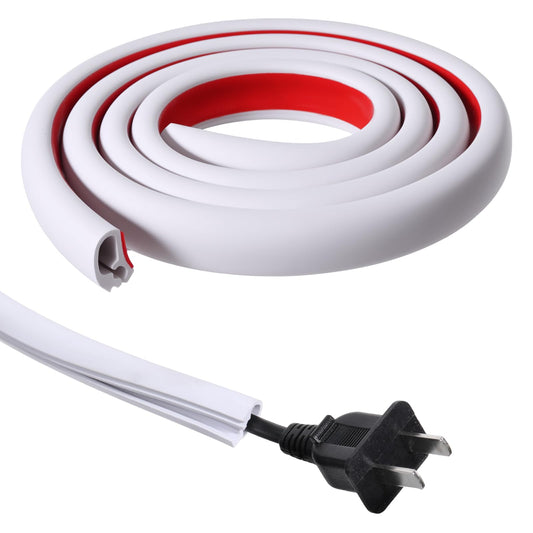 1 m Cord Hider Raceway Kit, Cover Cable Concealer Self Adhesive Cables Hider Cord Concealer Channel Side Open Wire Covers for Cords on Wall for Home Office Cable Management Wire Hider(White)