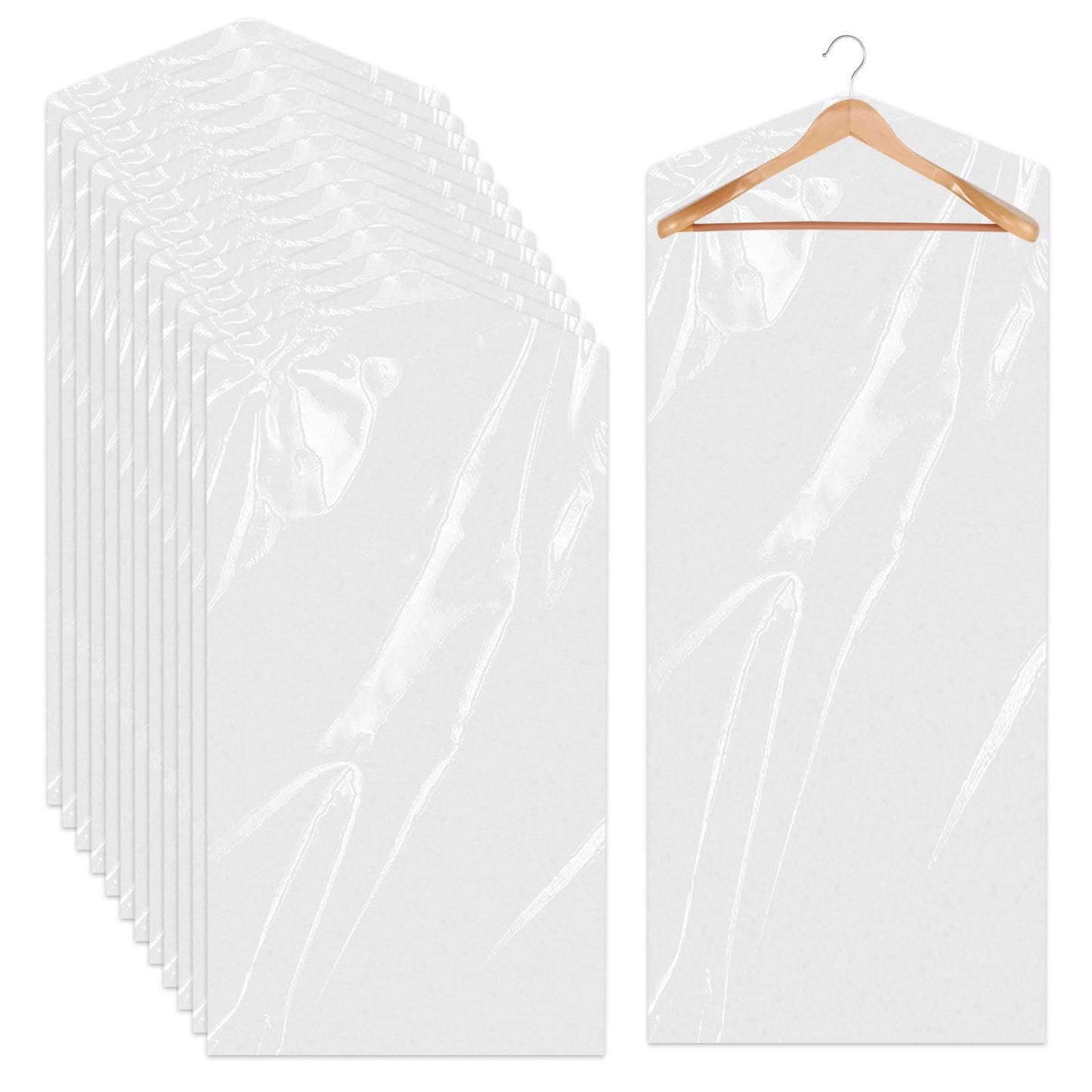 10 Pack Long Dress Covers 71 Inch Clear Garment Bags for Hanging Clothes Plastic Suit Bags Dry Cleaning Bags Hanging Dust-proof Garment Bags for Coat Gowns Dresses