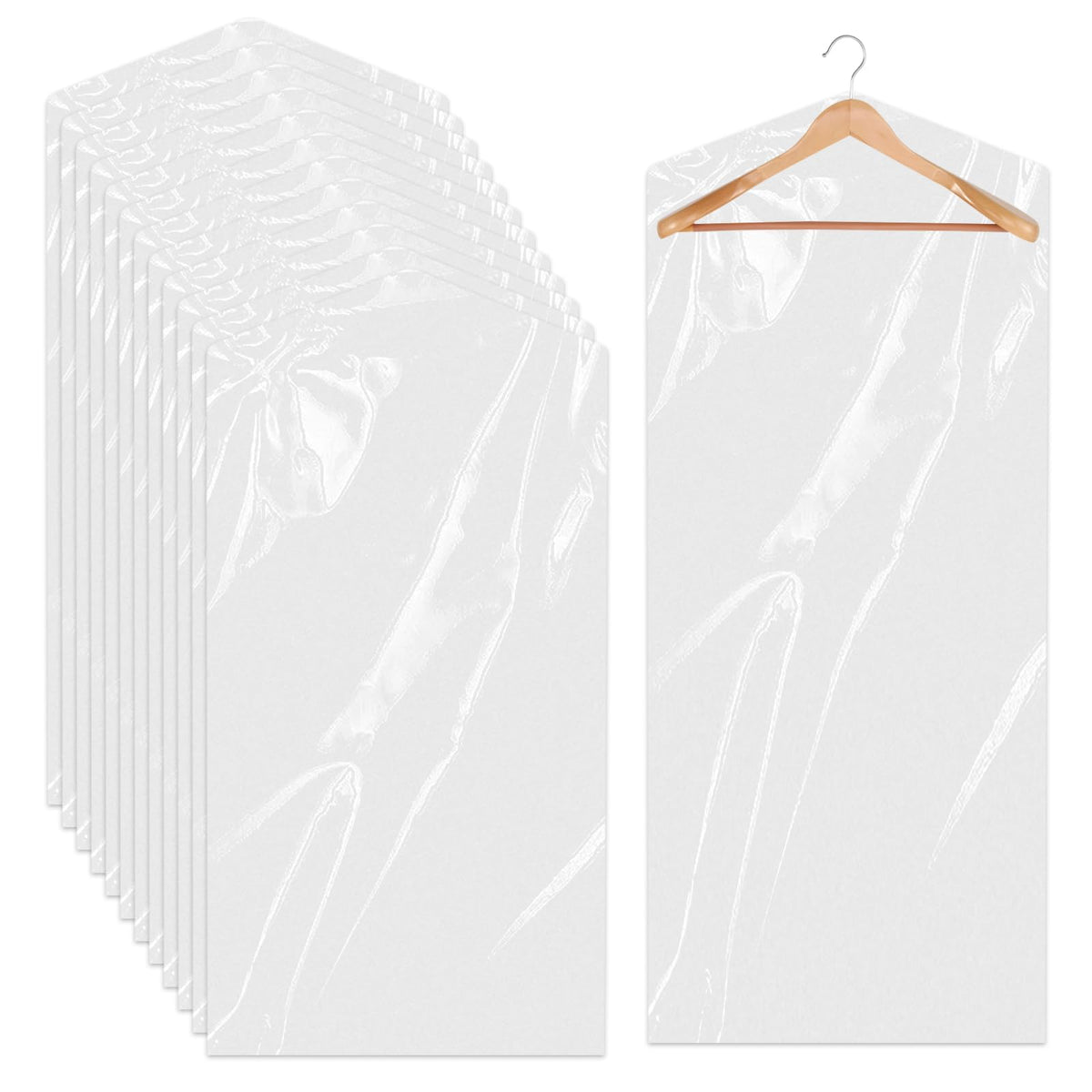 10 Pack Long Dress Covers 71 Inch Clear Garment Bags for Hanging Clothes Plastic Suit Bags Dry Cleaning Bags Hanging Dust-proof Garment Bags for Coat Gowns Dresses
