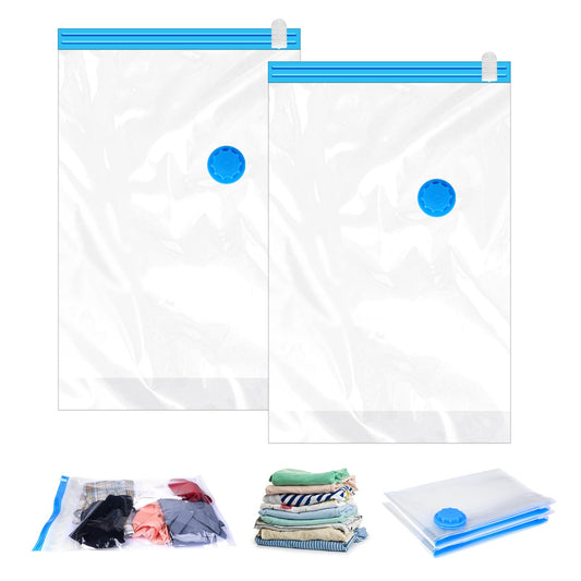 2Pack Vacuum Storage Bags for Clothes, 40x60cm Travel Essentials Sealer Compression Bags, Space Saver Vacuum Cubes Packing Bags, Storage Bags Vacuum Sealed for Clothing, Pillows, Blankets Storage