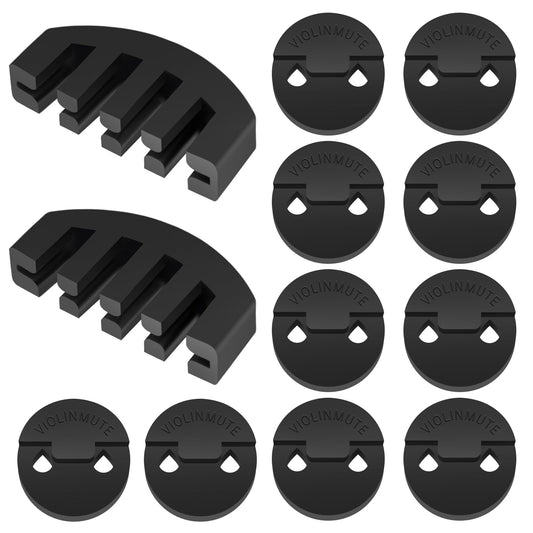 12 Pack Viola Practice Silencer Violin Mute Rubber Violin Practice Mute 2 Pcs Claw Style & 10 Pcs Round Tourte Style Mute for Violin Small Viola(Black)