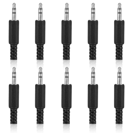10PCS 3.5mm Replacement Repair Plug Jack TRS Mono Male Plug Adapter 1/8" Earphone Jack Adapters TRS 3 Pole Stereo Males Plugs 3.5mm Solder Type DIY Audio Cable Connector for Audio Cable Repair