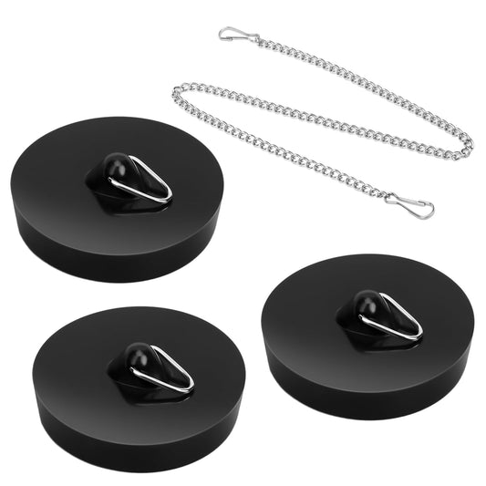 3 Pcs Bathtub Stoppers Sink Stopper Tub Stopper with 20'' Metal Chain Rubber Bath Tub Drain Stoppers Bathroom Plug Drain Plug for Kitchen Bathroom Pool(Diameter 45-42 mm)