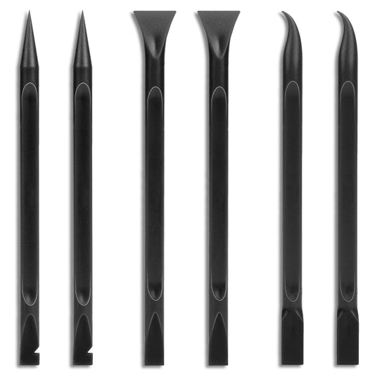 Plastic Scraper Tool, 6 Pcs Non-Scratch Crevice Cleaning Tool Pen-Shaped Scraper for Cleaning Car Detailing Tools for Tight Spaces, Kitchen, Stickers, Labels, Oil Stains, Food, Dirt (Black)