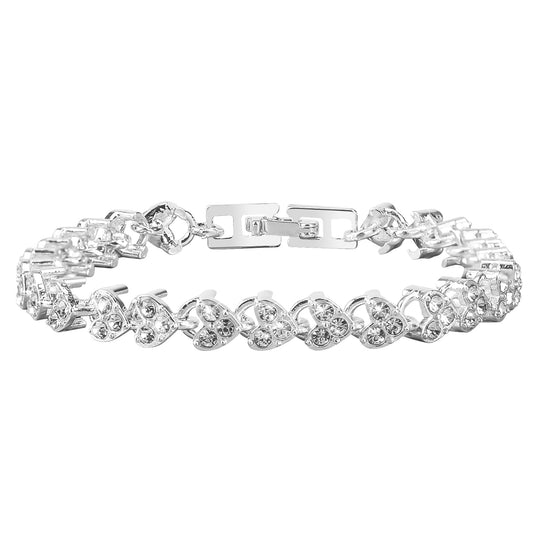 KALIONE Tennis Bracelets for Women, Silver Tennis Bracelets, Classic Cubic Zirconia Bracelet, Plated Silver Rhinestone Tennis Bracelets Jewelry Gift for Women Girls Men