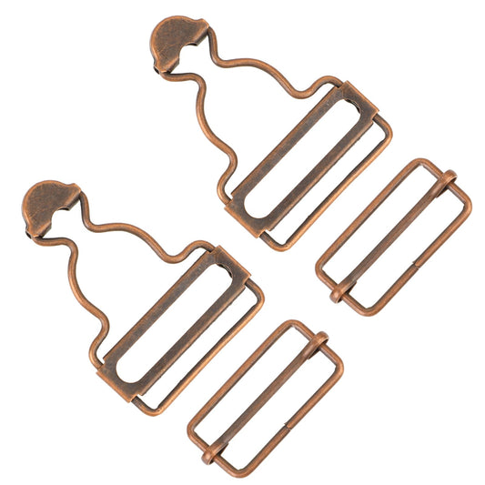 2 Pairs Overall Braces Buckles Adjustable Dungaree Clips Metal Suspender Clip Replacement with Rectangle Buckle DIY Button No-Sew Accessories for Overall Bib Pant Trousers Jeans Jacket