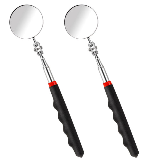 KALIONE 2Pcs Telescoping Inspection Mirror, Flexible Circular Inspection Mirror 360 Rotation with Extended Handle Round Inspection Mirrors for Checking Vehicle Condition(Dia-2 Inch)
