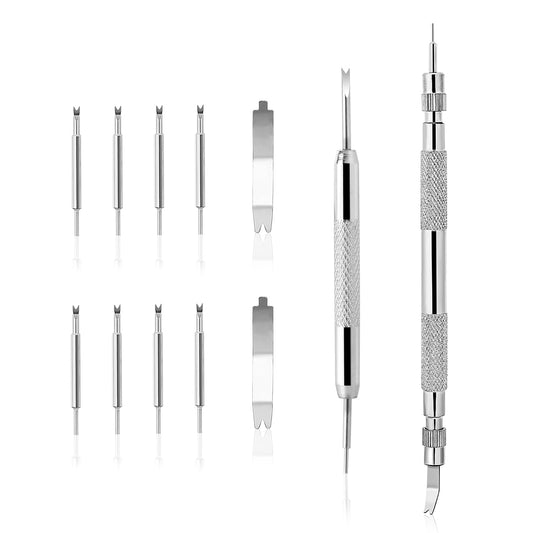Mozeat Lens Professional Watch Link Removal Kit, 2 Sizes Double-ended Heavy Duty Stainless Steel Spring Bar with 10 Tips Pins Watch Band Remover Repair Fix Tool Watch Adjustment Tool Kit