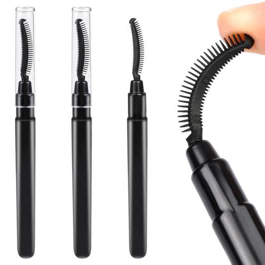 3 Pcs Silicone Lash Brush Eyelashes Definer Eyelash Brush Separator Mascara Brush Eyelash Comb Brow Grooming Brush Eye Makeup Brush Tool with Dust Cover(Black)