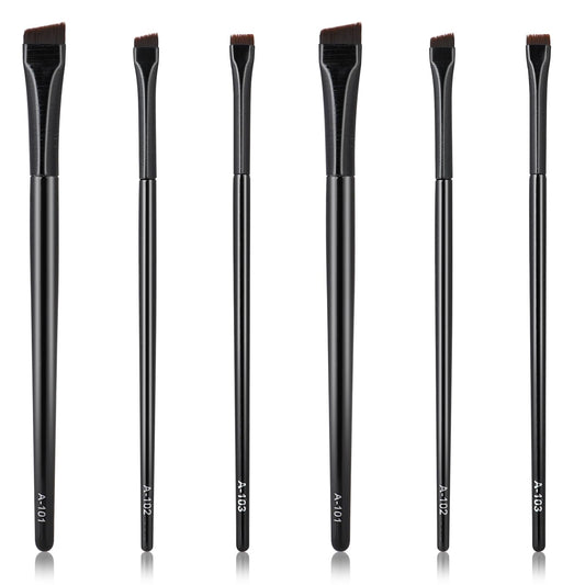 Ultra Thin Eyebrow Brush Set, 6pcs Angled Precision Eyeliner Makeup Brushes, Brow Tint Brushes, Ultra Thin Flat Makeup Brush, Eye Makeup Brushes Tool