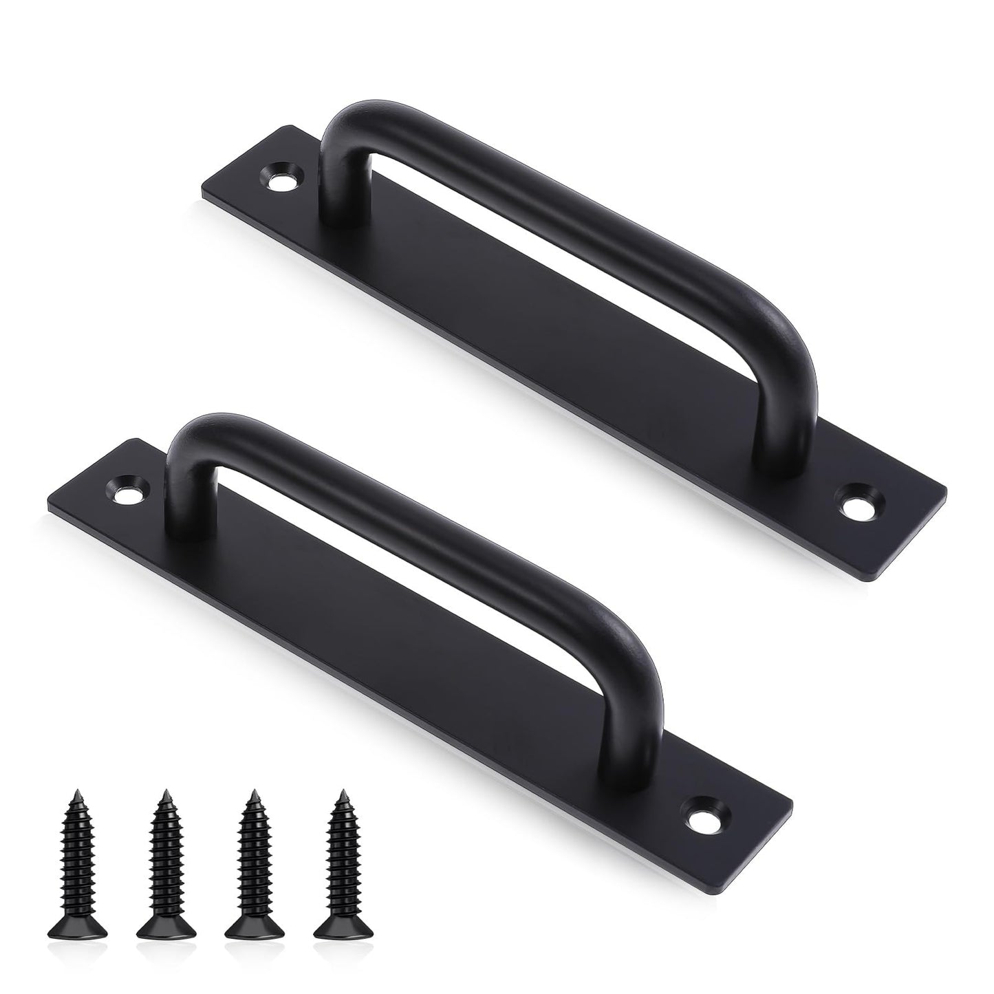 Styquenzer 2 Pcs Black Barn Door Handles 5" Hole Center Sliding Door Handle Cabinet Handles Modern Aluminium Alloy Door Pull Handle with Plate for Sliding Closet Door Handle