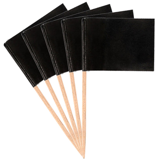 100PCS Black Cocktail Sticks Food Labels for Buffet, Blank Toothpick Flags Party Food Flags for Buffets to Write it On, Cupcake Toppers Cheese Labels Buffet Flags