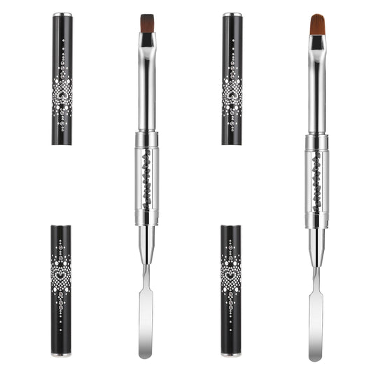 2pcs Hard Gel Nail Brush & Picker, Dual-Ended Nail Design Brushes Gel Nail Brushes French Tip Nail Gel Liner Brush, French Manicure Brush Builder Gel Brushes for Design Nails Professional Nail Art