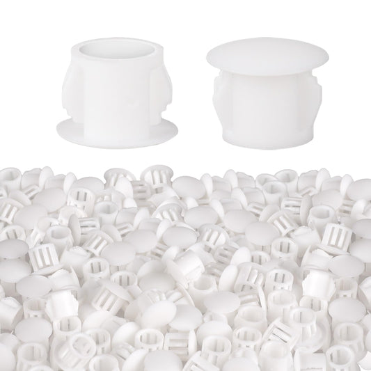 100 Pcs Plastic Hole Plugs 3/8"(10mm) Screw Caps Cover White Plastic Hole Plugs for Cabinet Cupboard Shelf Furniture