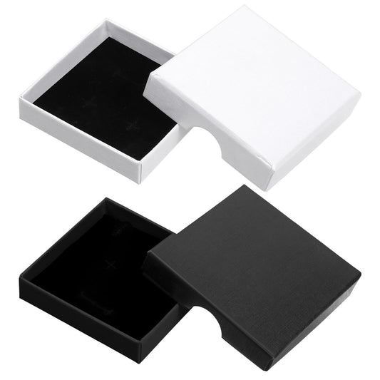 Pack of 2 Unusual Gift Box, Small, Gift Box for Jewellery, Portable Jewellery Box, Jewellery Storage, Small with Lid, Empty Jewellery Box, Square Gift Box for Earrings (Black + White)