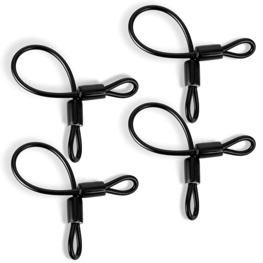Pack of 4 Stainless Steel Loop Cable 30 cm Steel Cable with Eyelets Safety Cable Travel Outdoor 6 mm Lightweight Double Loop Lock for Bicycles Motorcycles Glass Doors and Various Large Devices