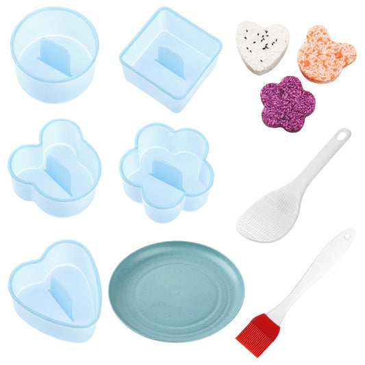8 PCS Rice Ball Maker Onigiri Mould Onigiri Making Mold with Mini Scoop Cartoon Cute Triangle Sushi Making Kit Non-Stick Rice Ball Bento Presses Mold for Lunch Bento Kitchen Home DIY Sushi