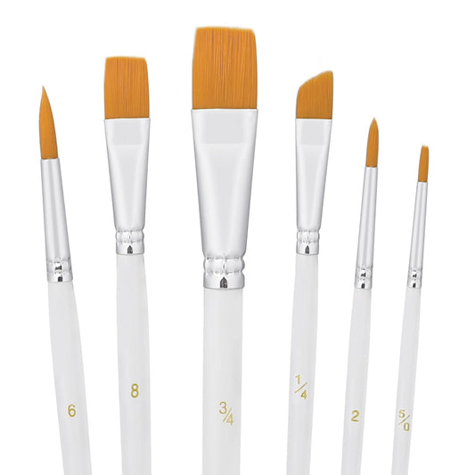6PCS Cake Painting Brushes Set Food Paint Brushes Food Safe Cake Decorating Brush for Dusting Edible Glitter Edible Color for Cupcake Cookie Decoration (White)