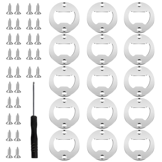 15 Sets Bottle Opener Inserts Hardware, Silver Key Bottle Openers Kit Metal Insert Parts for Bottle Opener Resin Casting Molds, Resin Woodworker Beer Opener DIY Accessories