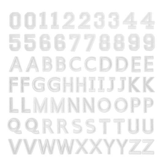 72 Pcs Iron on Letter Numbers Bolt Patch, Alphabet Embroidered Patch A to Z Letter Patches 0 to 9 Numbers Appliques Patches for DIY Clothes Shoes Bags Hat Jeans Dress(White)