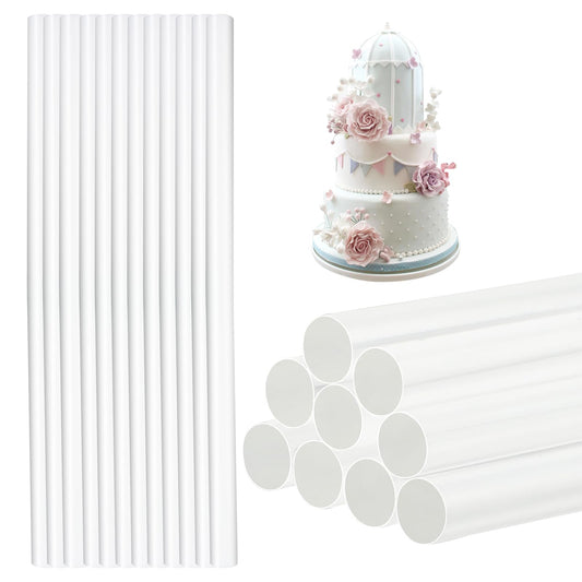 Mozeat Lens 20 Pcs Cake Dowels for Tiered Cakes, Plastic Cake Support Rod White Cake Stand Sticks Reusable Cake Dowel Rods, Cake Tier Support Set for Tiered Cake Construction and Stacking 24cm