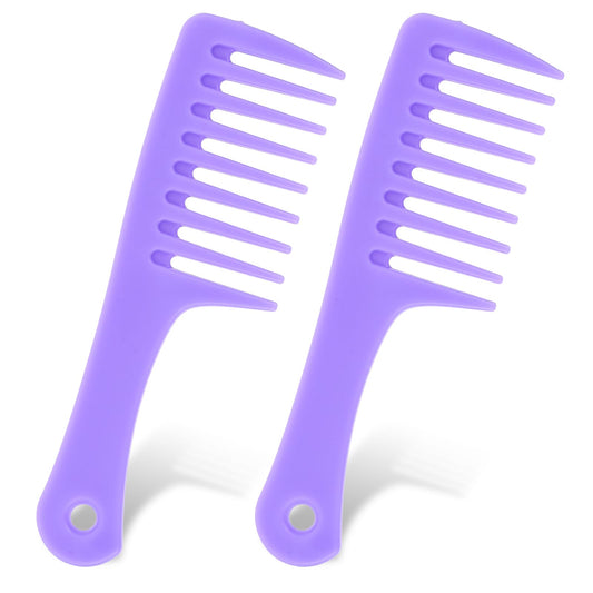 2PCS Wide Tooth Comb for Wet Hair, Portable Travel Comb Purple Curl Comb Solid Shower Comb Dandruff Comb for Women Styling Comb for Curly, Long, Wet
