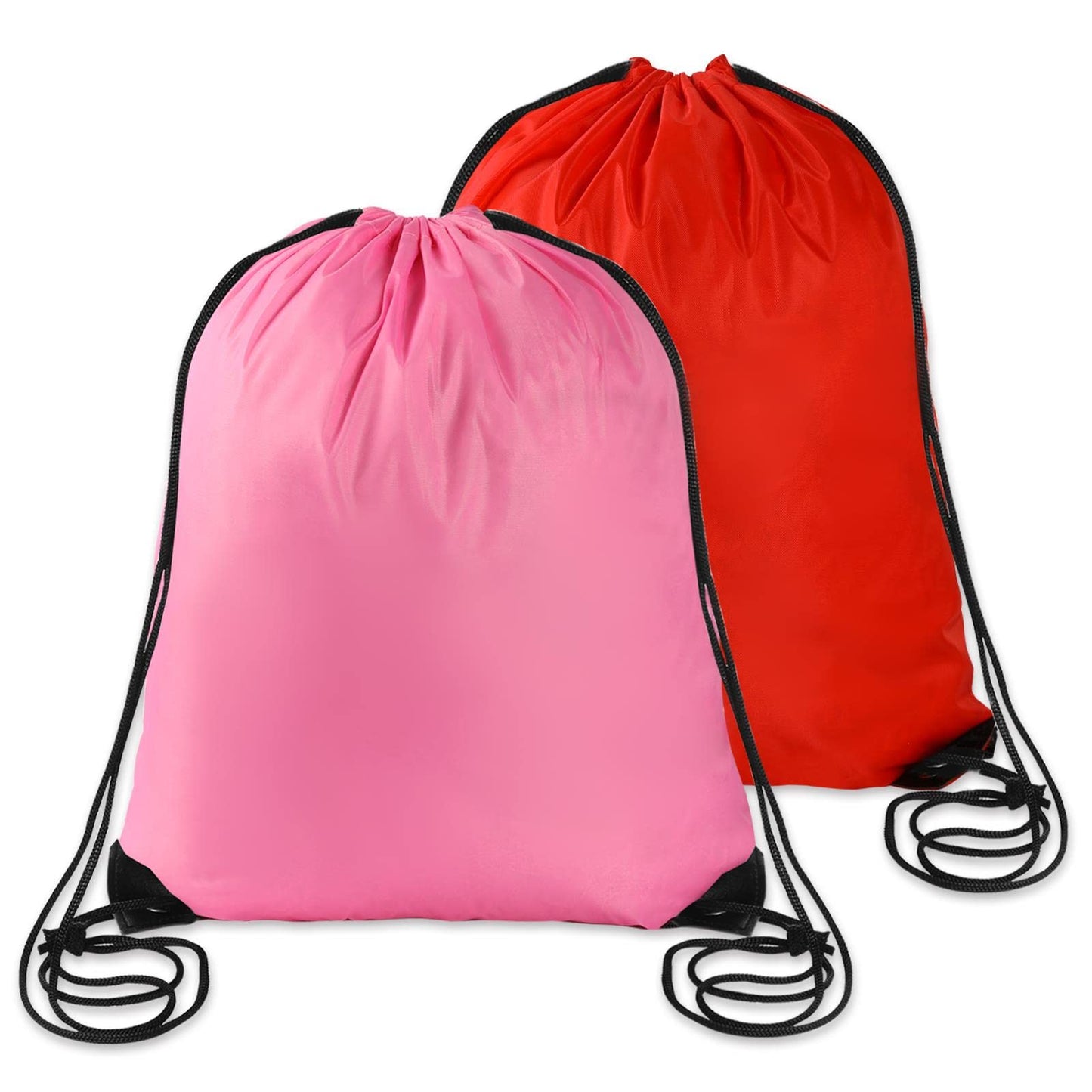 Sliverdew 2Pcs Drawstring Bag Cinch Bags Drawstring Gym Bag Draw String Backpack Bulk Sack Red Pink Swimming String Bags for Women