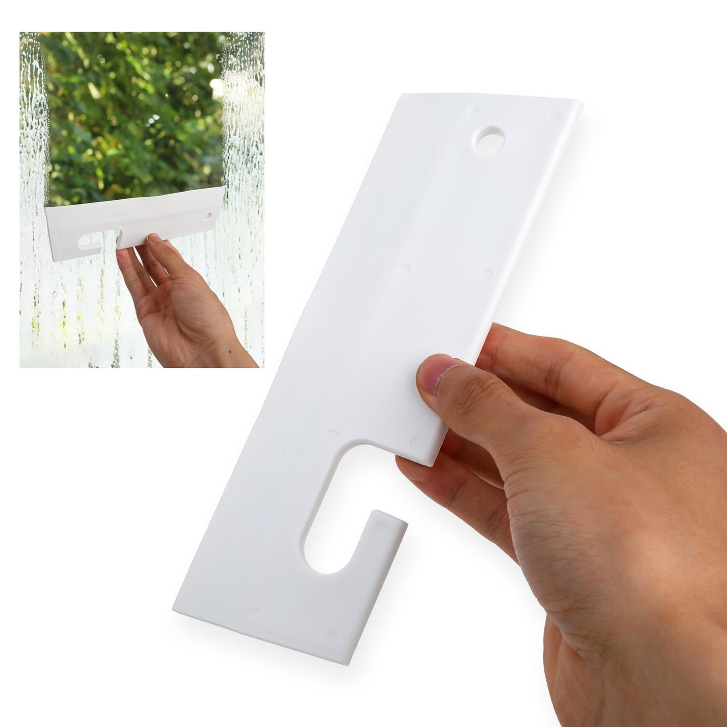 Silicone Squeegee White Shower Scraper Squeegee with Hanging Hook Mini Soft Window Squeegee Water Blade Glass Cleaning Squeegee Tool for Shower Doors Mirror Kitchen Countertops Sink Car Windshield