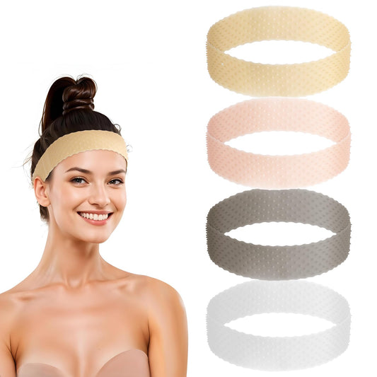 Elastic Wig Grip Band, 4 Pieces Multicolor Non-slip Silicone Wig Grip Headbands Adjustable Thinner Seamless Wig Gripper Fix Headband for Women Men Keeping Wigs and Scarf