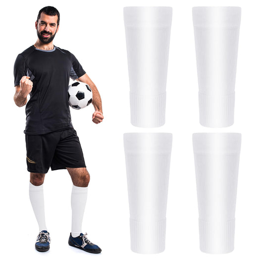 2 Pairs Soccer Shin Socks Guards Sleeves Cut Socks Shin Socks Sleeves White Football Sleeve Socks Leg Sleeves Team White Leg Sock Sleeve Sports Shin Pad Sleeves Shin Pad Holders Mens Shin Pads
