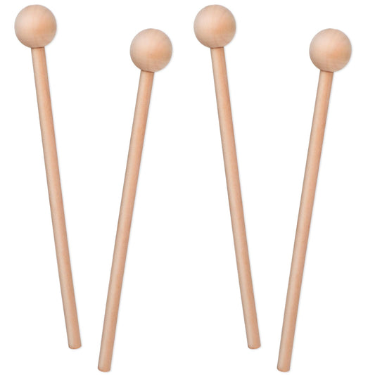 Pack of 4 Wooden Beaters 20.5 cm Xylophone Beaters Wooden Percussion Sticks with Wooden Handle Rhythm Sticks Drum Sticks for Xylophone Glockenspiel Wooden Block Glockenspiel