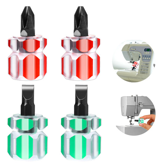 4 Pieces Sewing Machine Screwdriver Sewing Machine Tools Small Stubby Screwdriver with Flat Head and Phillips Head for DIY Repairing Sewing Projects