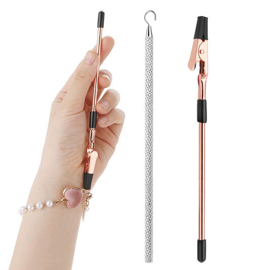 Bracelet Helper Tool Hook 2 PCS Bracelet Wearing Tool Aid Assistance Jewelry Helper Hand Bracelet Helper to Put on Yourself Metal Wearing Fastening Hooking Equipment for Bracelet Watch Necklace