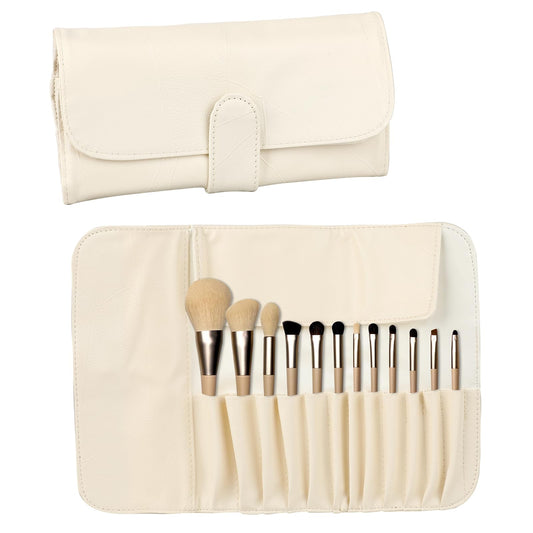 Makeup Brush Case Organizer Portable PU Leather Cosmetic Brushes Makeup Brush Roll Makeup Case Pouch Travel Brush Holder and Organizer Bag with Brush Holder for Make up Brushes, Eyebrow Pencils