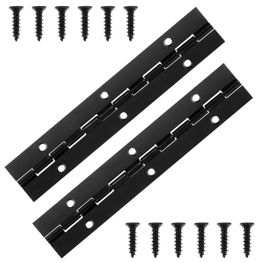 2pcs Stainless Steel Piano Hinge 6inch, Black Cabinet Hinges Metal Piano Hinges and Screws, Heavy Duty Piano Hinge with Holes for Piano Cabinet Door Window Hardware Boat