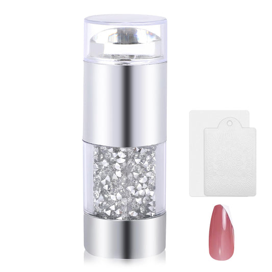 Silver French Nails Stamp Set, Silicone Nail Stamp Tool and French Nails Stencil Soft Clear Stamper Kit Nails Art Accessories for Nails DIY Nail Design, DIY Manicure