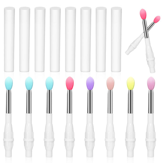8Pcs Silicone Lip Brush Silicone Lip Brush with Cover, Silicone Lipstick, Lip Brush with Cover,Makeup Brushes with Case, Makeup Beauty Tool, Lipstick Brushes for Lip Gloss, Lip Mask, Eyeshadow