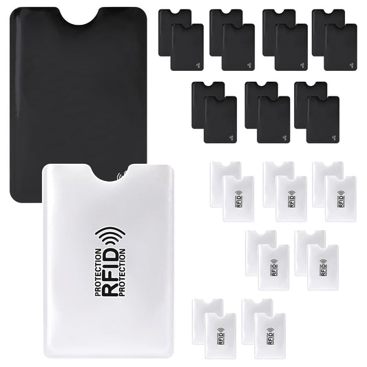 30 Pcs RFID Blocking Sleeves for Credit Card, Aluminum Foil Credit Card Cover Identity Card Protector Sleeves RFID Card Holder for Men and Women, Slim Design, Easily into Wallet (White/Black)