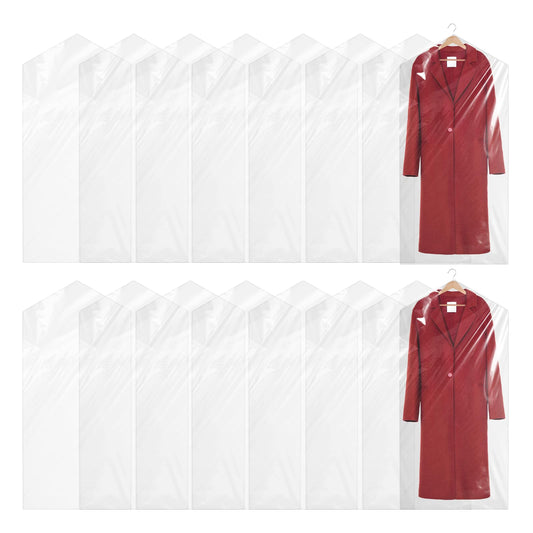 15 Pack Plastic Garment Bags for Hanging Clothes 60x100 cm Clear Suit Covers Dry Cleaning Bags Dust-proof Clothing Protector Covers for Closet Storage Clothing Stores Travel