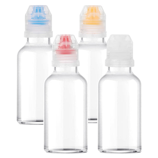 Condiment Squeeze Bottle,4 Pack Mini Condiment Bottles Reusable Plastic Squeeze Bottle with Flip Top Travel Condiment Containers Dispenser for Syrups, Ketchup, Salad Dressing,Cooking Oils,BBQ Sauce