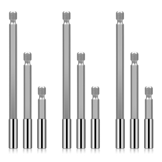 9PCS Electrical Drill Screwdriver Extension Bar 1/4" Shank Magnetic Bit Holder Quick Release Magnetic Drill Bit Holder for Drill and Handheld Driver, 50/100/150mm