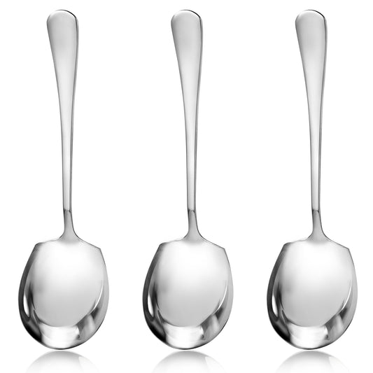 3 Pcs Stainless Steel Serving Spoons, Large Buffet Serving Spoons, Spoons Table Spoons, Long Handle Soup Spoons, Large Serving Tablespoons, Serving Spoons Set Kitchen Tool