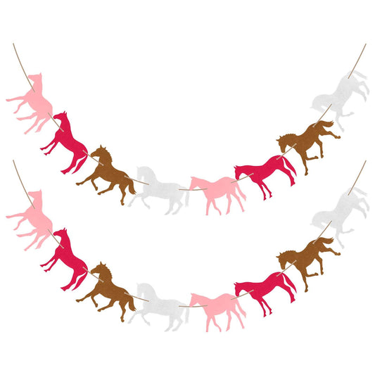 2 Pcs Horse Birthday Banner Decoration Horse Garland Banner Pink Horse Banner Party Supplies Horse Racing Party Equestrian Themed Birthday Baby Shower Birthday Decorations