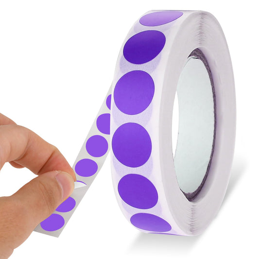 1000 Pcs 13mm Purple Round Stickers Circle Dot Stickers Waterproof Circle Stickers Color Coding Label for Office Shop Home Classroom Marking
